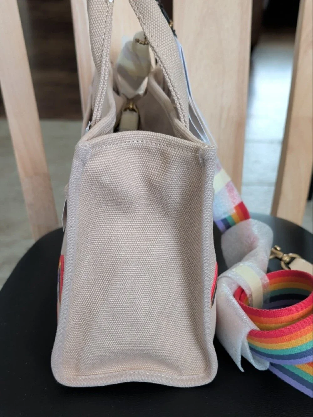 Coach Pride Rainbow Embroidered Canvas Cargo Tote Crossbody 26 NWT - Picture 5 of 10